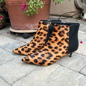 Talbots cheetah print black leather bootie 7.5